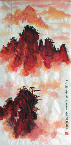 黄忠平作品《夕阳染黄山》.jpg