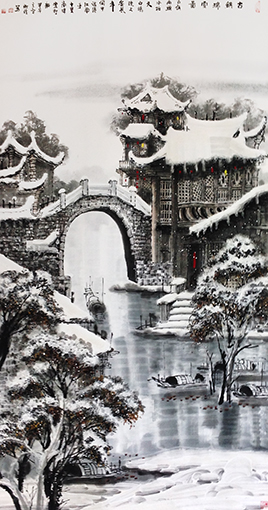 邹湘溪作品《古镇瑞雪》规格：78cmx98cm 创作年代：2013年.jpg