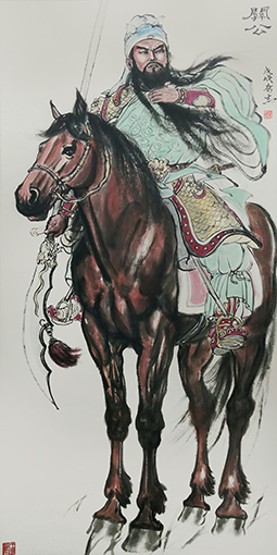 殷奇志作品1《关公》规格：69X135cm 2018年.jpg