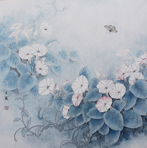 王赛作品《彩蝶飞舞素衣香》规格：64cmX64cm.jpg