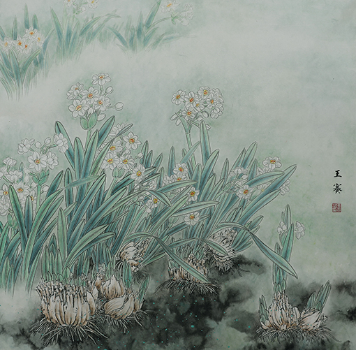 王赛作品《亭亭仙子立碧波》规格：64cmX64cm.jpg