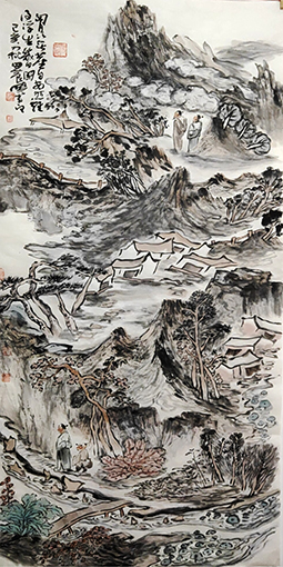 孔晓书作品4《难得浮生几日闲》国画 山水(纵69ⅹ136cm四尺整宣 2019).jpg
