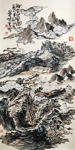孔晓书作品6《祥云聚贤图》国画 山水(纵70ⅹ137cm四尺整宣 2019).jpg