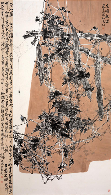 朱友明作品2《东园秋思》 240cmX143cm   水墨设色纸本立䌷.png