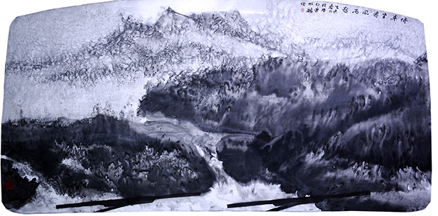 乐城麟作品《停车坐看风雨起》 规格：137cmX70cm.JPG