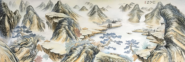 贺新安作品9《秋山图》336cmx118cm 2017年.JPG