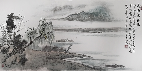 刘仁殿作品《扁舟摇野烟》.jpg