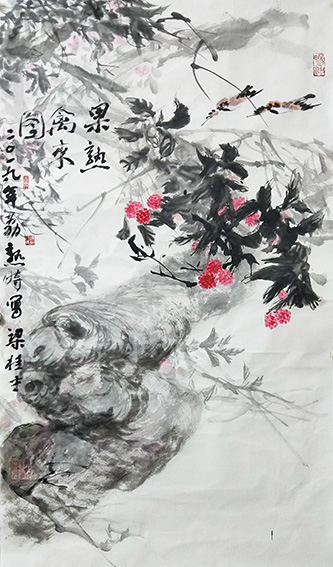 梁桂才作品《果熟禽来图》.jpg