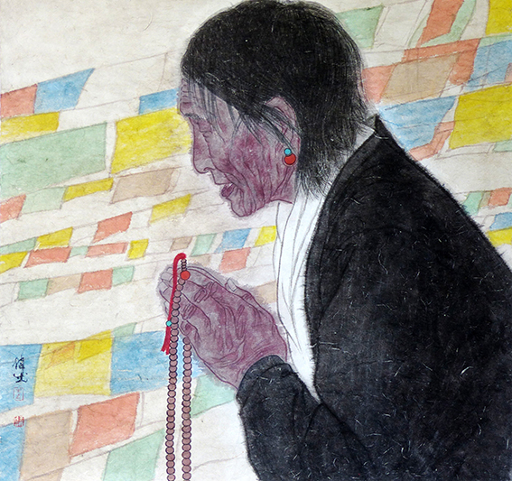 王伟成作品 《飘动的经幡》 规格：72cmx76cm.JPG