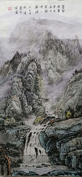 肖天宝作品  《翠壑丹崖千丈画，白云绿叶一溪诗》.jpg