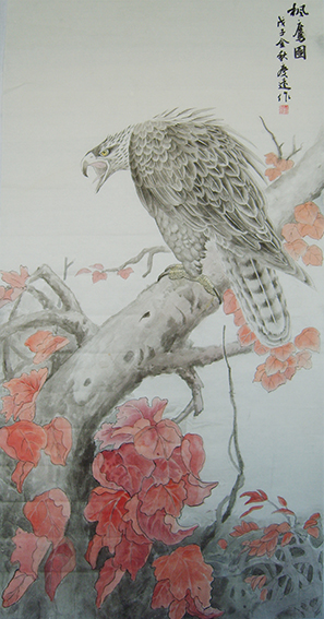 姜庆远作品 《枫鹰图》.JPG