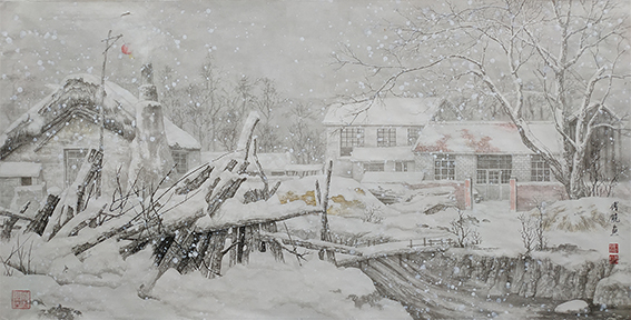 傅饶作品《雪落故乡情更浓》.jpg