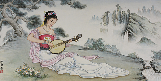 肖耀彩作品9《灵泉听琴》1989年.JPG
