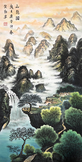 贺新安作品2《山隐图》 138cmx69cm 2020年.jpg