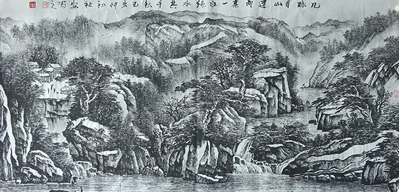 李社安作品 《几脉青山连两寨，一汪绿水共千秋》.jpg