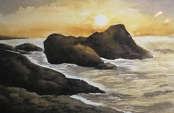 《大湖夕照》规格：32x28cm.jpg