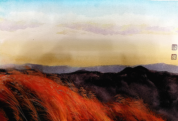 《秋山夕阳》规格：32x28cm.jpg