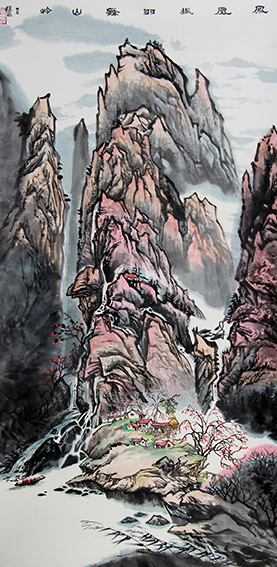 赵磊作品 《凤凰振羽舞山岭》规格：137cmx68cm.JPG