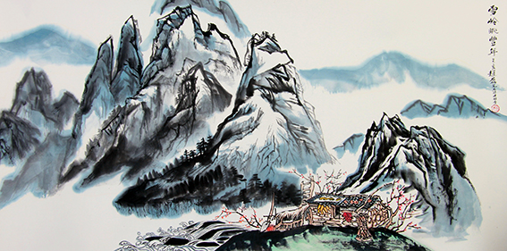 赵磊作品 《雪岭眺丰年》规格：137cmx68cm.JPG