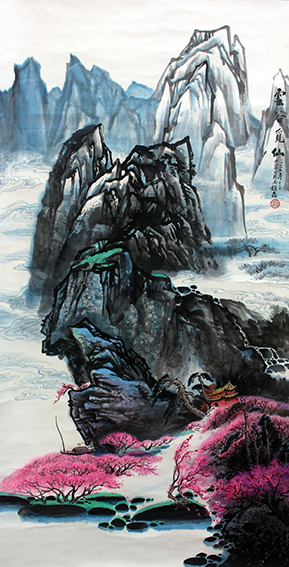 赵磊作品 《云谷觅仙》 规格：137cmx68cm.JPG