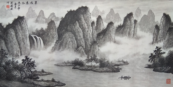 《翠峰秀水》规格：138X69cm.jpg