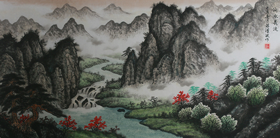 《涧水长流》规格：138cmx69cm.JPG