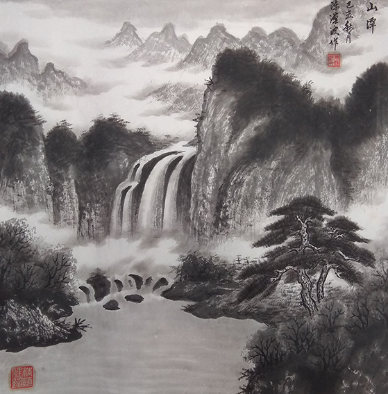 《山潭》规格：69X69cm.jpg