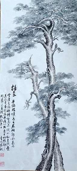 赵青山作品 《挺立》 规格：105cmx48cm.JPG