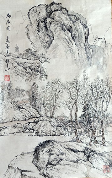 赵青山作品 《悠居图》 规格：90cmx45cm.JPG