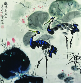 徐震时作品15《鹳鸣荷香远》  2006年  67cm×68cm.jpg
