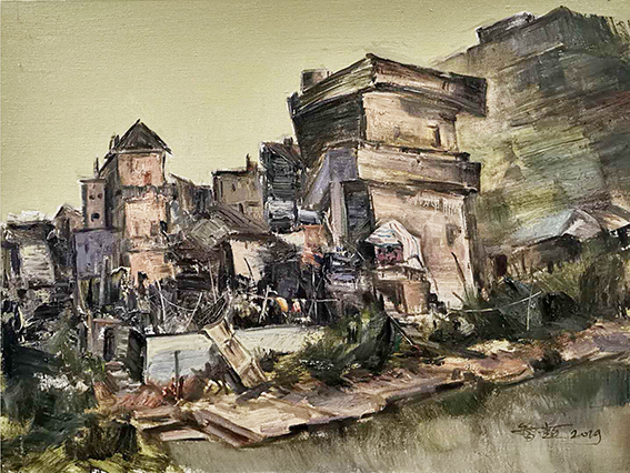 智超作品17《圩边民宅》60X80cm 油画 2019年 在江门台山五十圩写生记.jpg