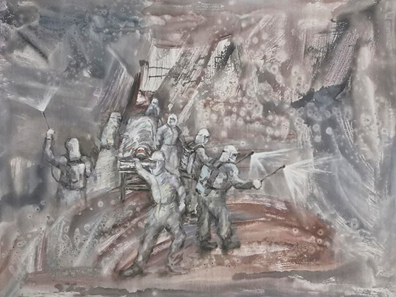 智超作品18《抗疫行动》120X160cm 油画丙烯昆合创作.jpg
