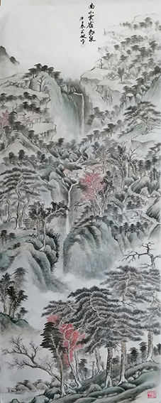 顾芸敏作品1《南山雲嶺飞泉》尺寸：138X50cm 庚子年.jpg
