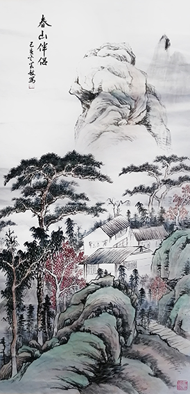 顾芸敏作品3《春山伴侣》尺寸：100X50cm 己亥年.jpg