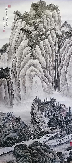 顾芸敏作品6《溪山竹旅》尺寸：100X50cm 乙未年.jpg