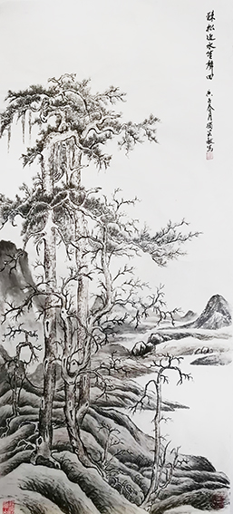 顾芸敏作品8《疎松近水笙声回》尺寸：138X50cm 庚子年.jpg