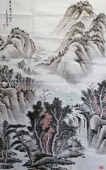 顾芸敏作品9《雲空落泉千仞直》尺寸：138X68cm 己亥年.jpg