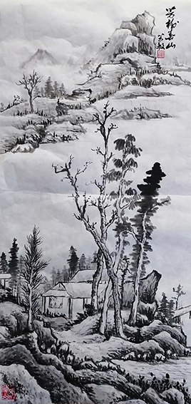 顾芸敏作品14《芳柏春山》尺寸：70X45cm.jpg
