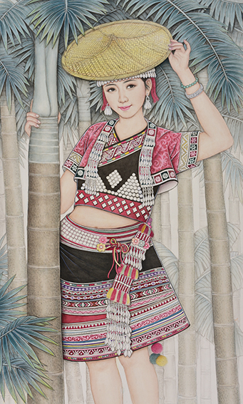 肖耀彩作品2《花腰傣少女》104 X 64cm 2013年.JPG