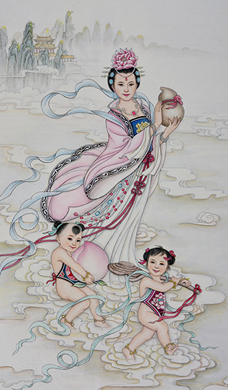 肖耀彩作品13《献寿图》1993年.JPG