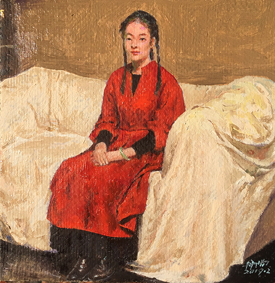 张丹阳作品7《红衣少女》15X15cm.jpg
