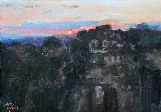 张丹阳作品18《日出石窟》50x70cm.jpg