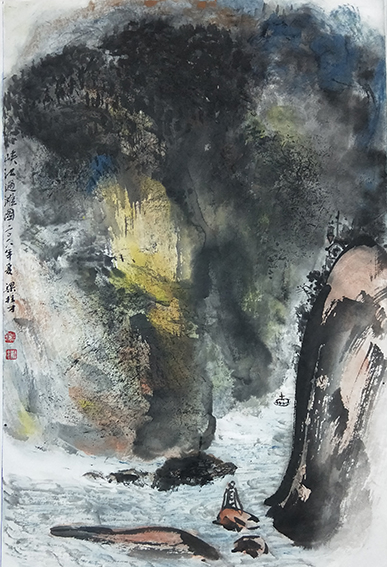 梁桂才作品 《峡江过滩图》.jpg