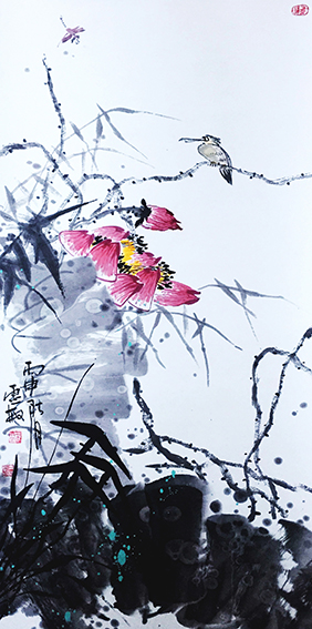 邢灵敏作品3《墨荷系列八》138cmX68cm.jpg
