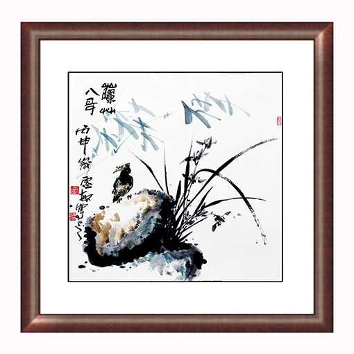 邢灵敏作品11《兰草八哥》68cmX68cm.jpg