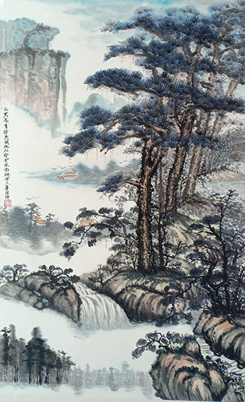 鲜崇久作品10仿吴湖帆《松壑云泉图》.jpg