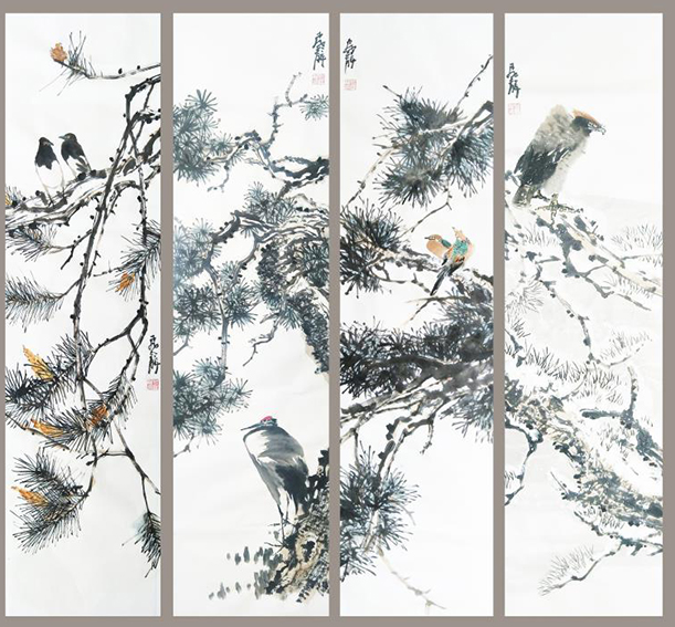 钱飞龙作品9《松风》四条屏 2019年 34X138cmX4.jpg