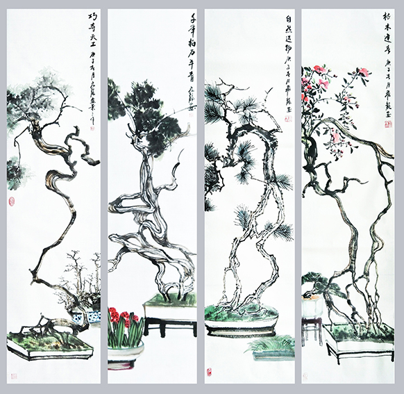 钱飞龙作品10《自然造物》四条屏  34X138cmX4.jpg