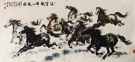 侯跃清作品10《浚空铁骑八骏图》180x85cm 2017年.jpg