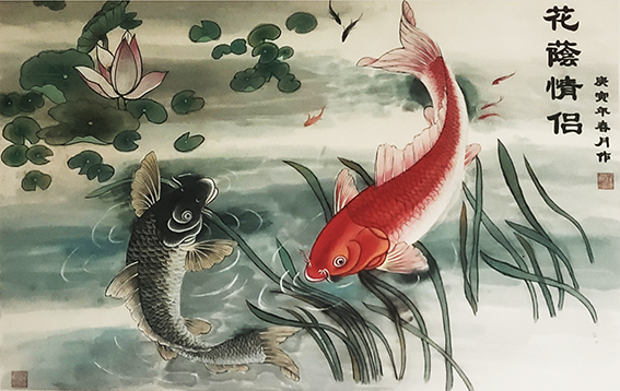 徐根有国画作品《花荫情侣》.jpg